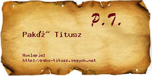 Pakó Titusz névjegykártya